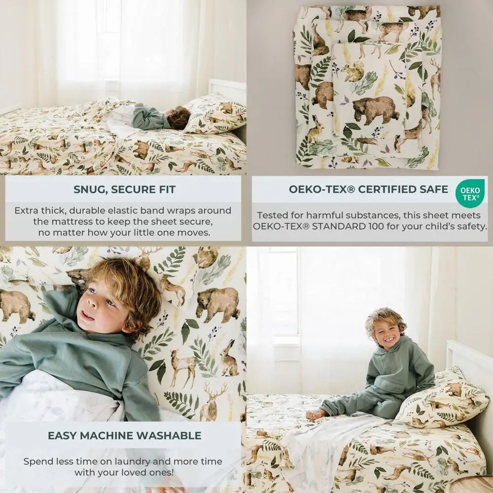

Ultra Soft Cotton Blend Twin Sheets Set with Wildlife Animal Pattern and Deep Pockets - 3 Piece Bedding