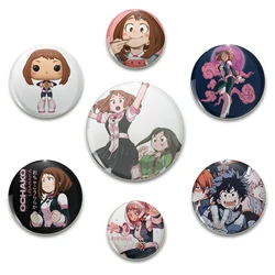 Anime My Hero Pins Uraraka Ochako Waifu Creative Tinplate Plastic Pin Button Brooches Badge on Backpack Accessories Jewelry Gift
