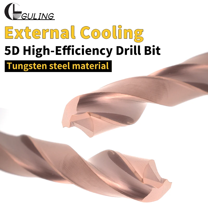 

GULING 5D Internal/External Cooling Drill bit D3.0-12.0MM Shank diameter External cooling Coated drill CNC metal hole drill 1PCS