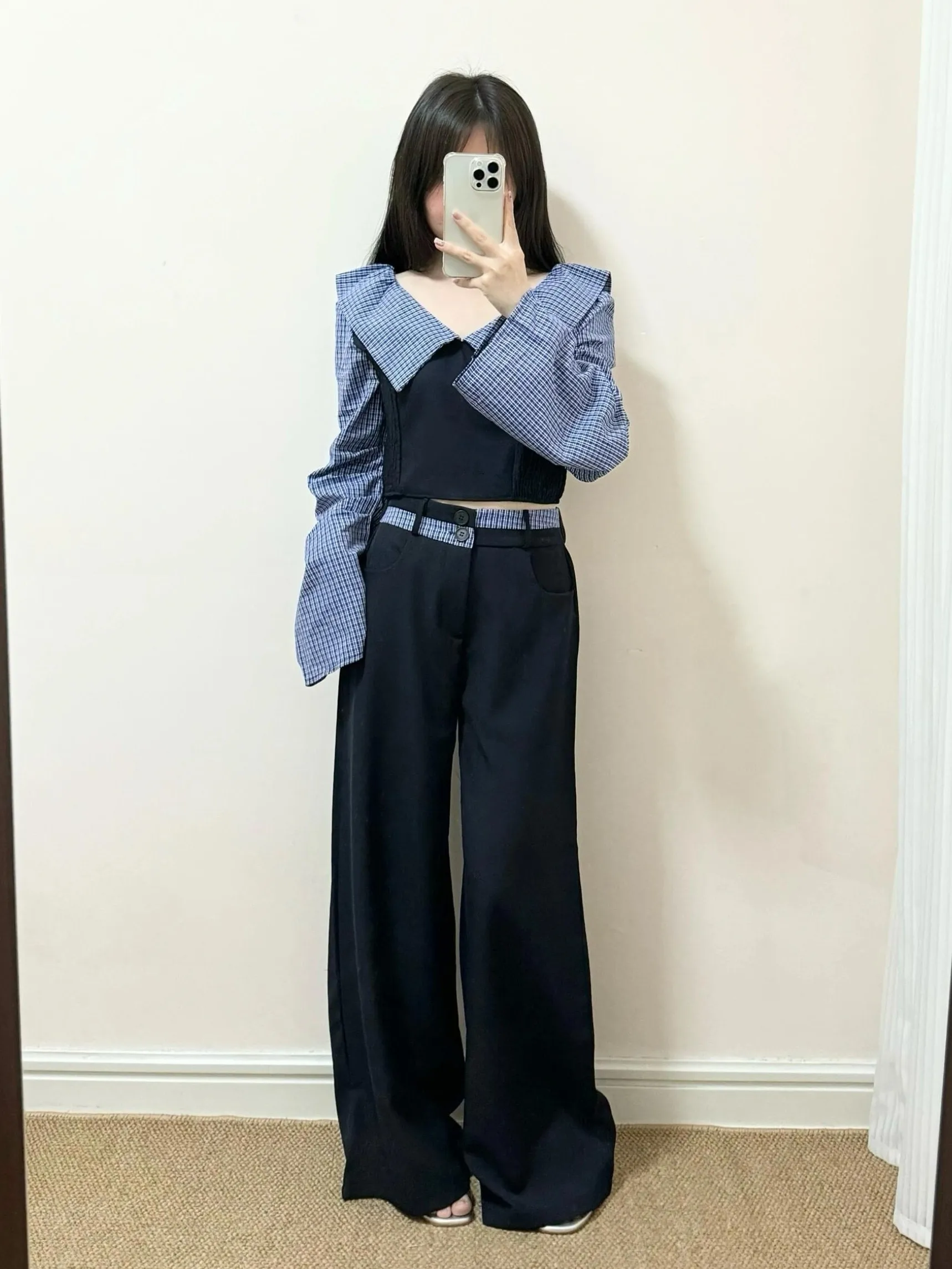 

Slim Fit Color Block Striped Shirt High Waist Pants Women's Casual Commute Spring Two Piece Set Fashionable Student Uniform