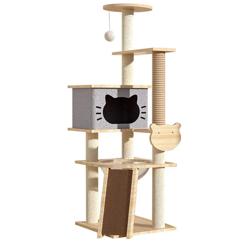 Cat Tree Multi-Level Tower Cat Scratching Post Kitten Toy Cozy Condo Climb Furniture Climbing Tower Cattery Cat Products Frame