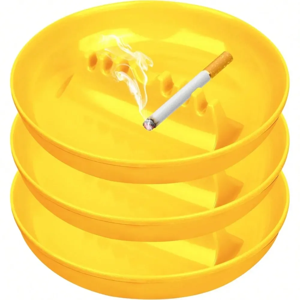 

Round Black Large Size Plastic Ashtray Set For Indoor Outdoor Use In Home, Office, Patio, Restaurant, Bar, Hotel