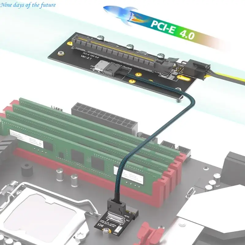 M.2 Adapter Card with PCIE4.0 X16 Adapter Flexible GPU Extension Cable for Desktop Storage Upgraded E65A
