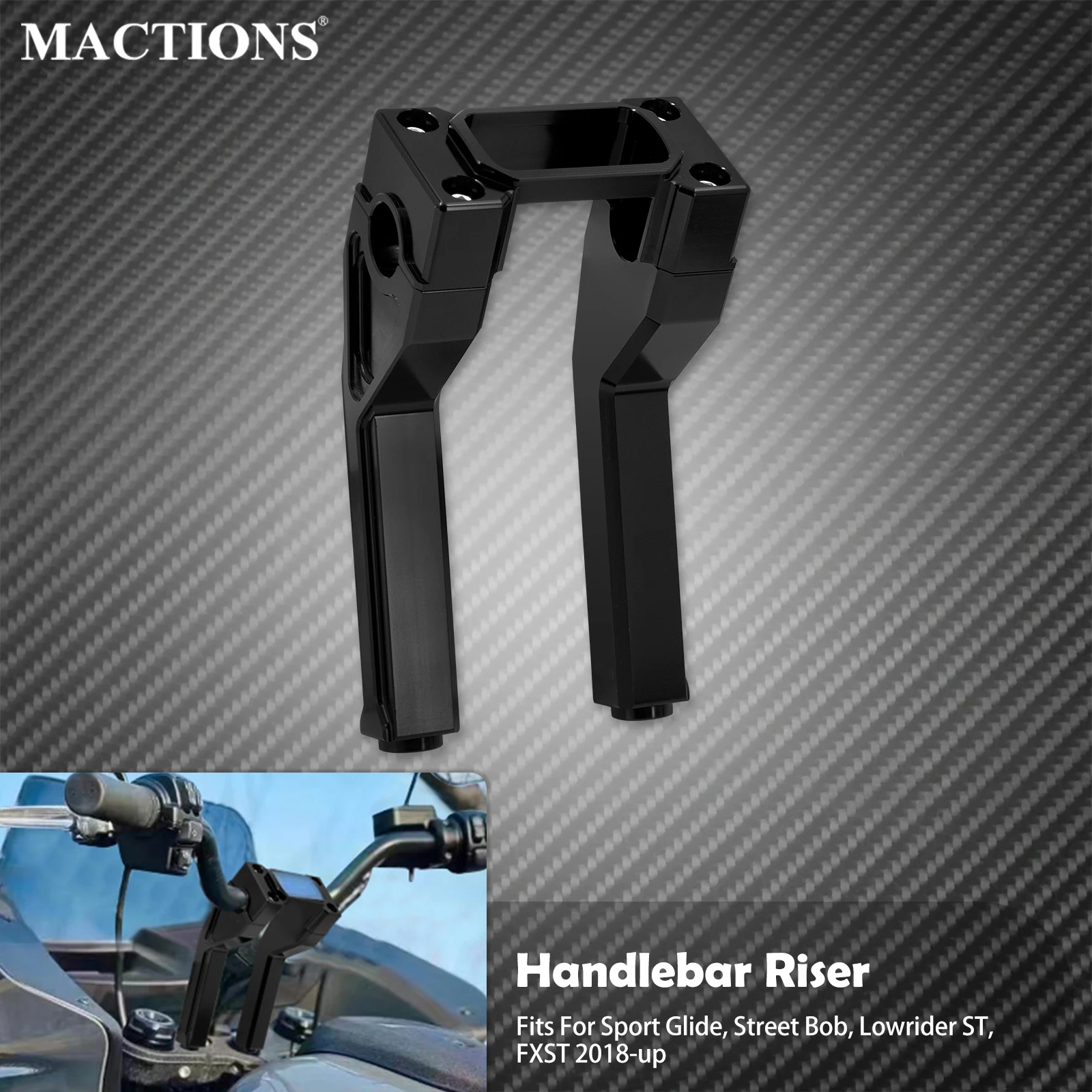 8'' Handlebar Riser Digital Dispaly Handle Bar 25mm Clamp Risers For Harley Softail Lowrider Standard FLSB FXBB FXST 2018-2023