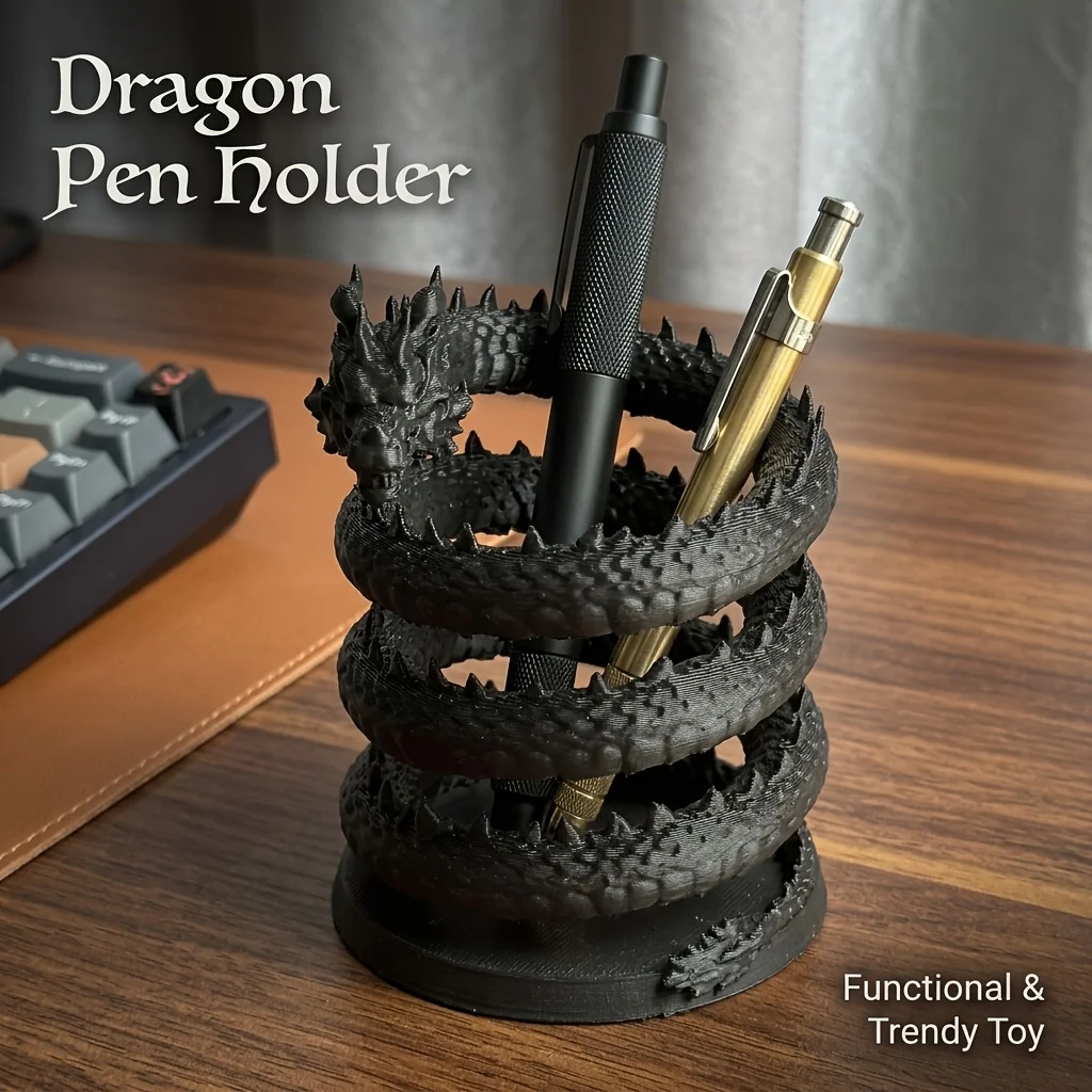 Creative 3D Printed Dragon Pen Holder Desktop Organizer Makeup Brush Storage Desk Bookshelf Decor Pencil Cup School Ornament