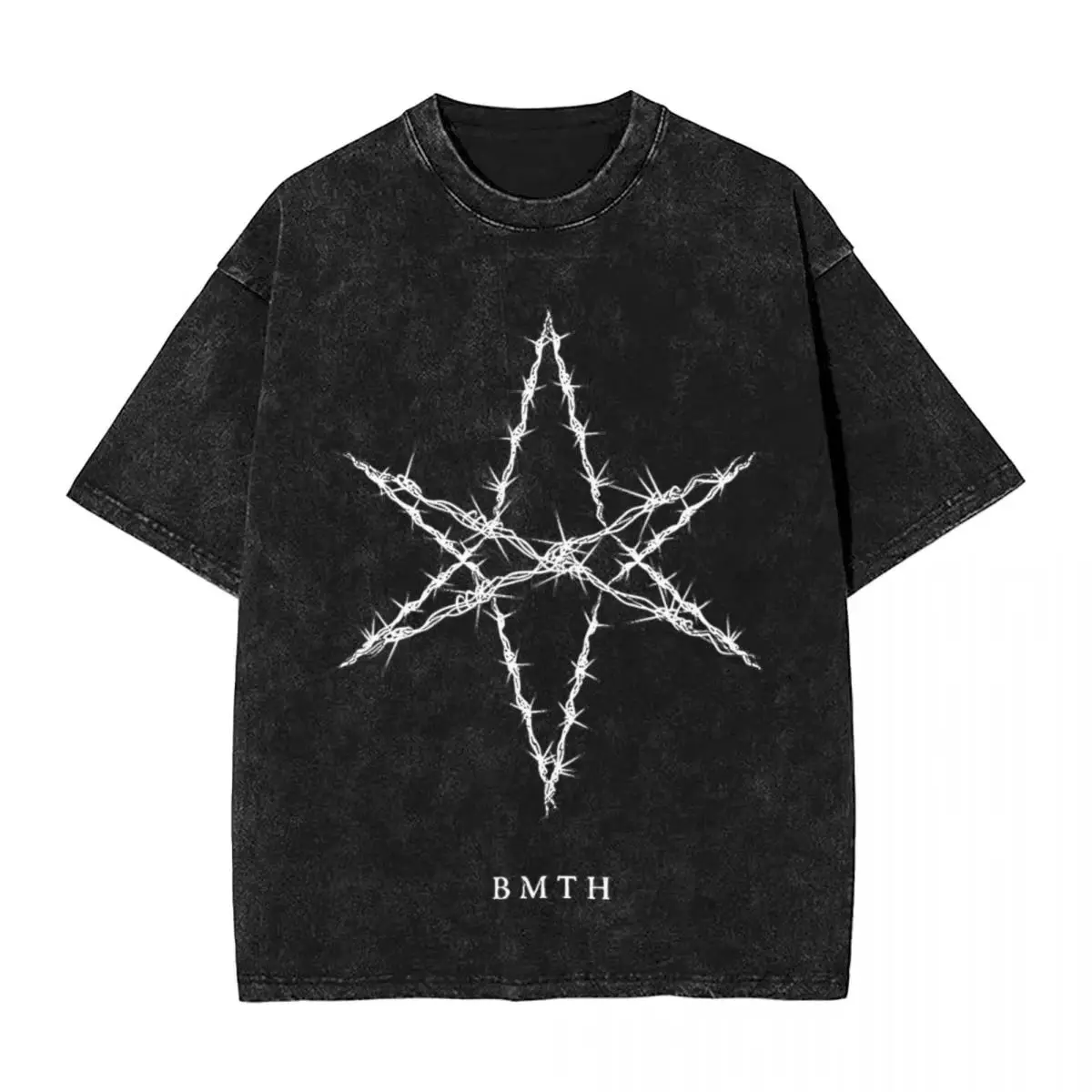 Camiseta BMTH Bring Me The Horizons Brutal com Logo Engraçado, Estilo Vintage Y2K, Lavada, Oversized, Tendência de Verão, Estampa Gráfica