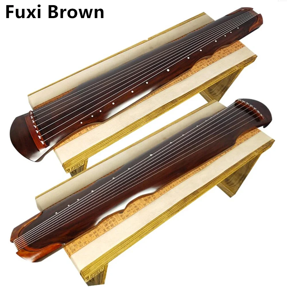 SevenAngel chino Fuxi Guqin 7 cuerdas cítara antigua Color marrón para práctica principiante Guqin 100% instrumento musical hecho a mano