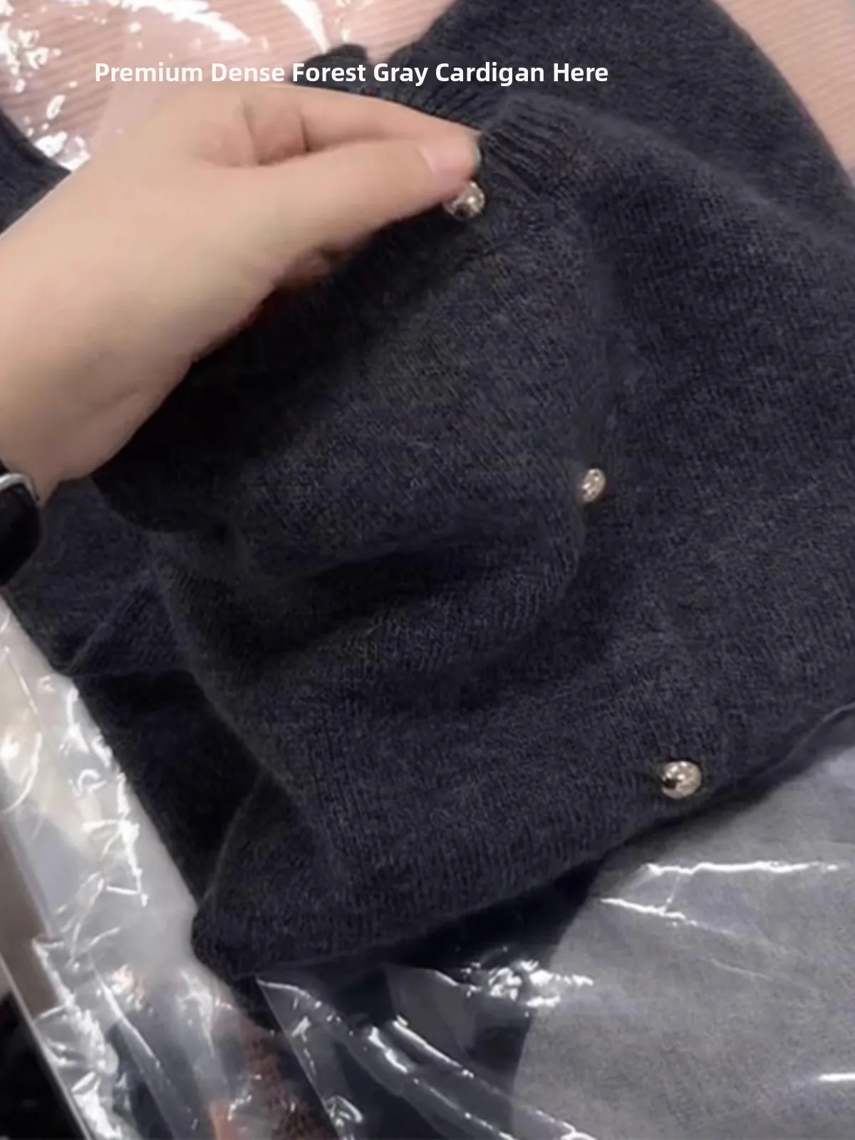 

Soft Cozy Bear Fur Knitted round Neck Open Cardigan Women's Autumn Winter Long Sleeve Warmth Emitting Regular Length Sweater