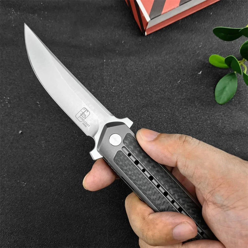 

Begg Steelcraft Series Flipper Pocket Knife 3.5″ D2 Satin Blade Titanium Alloy with Carbon Fiber Handles Camping Hunting Knives