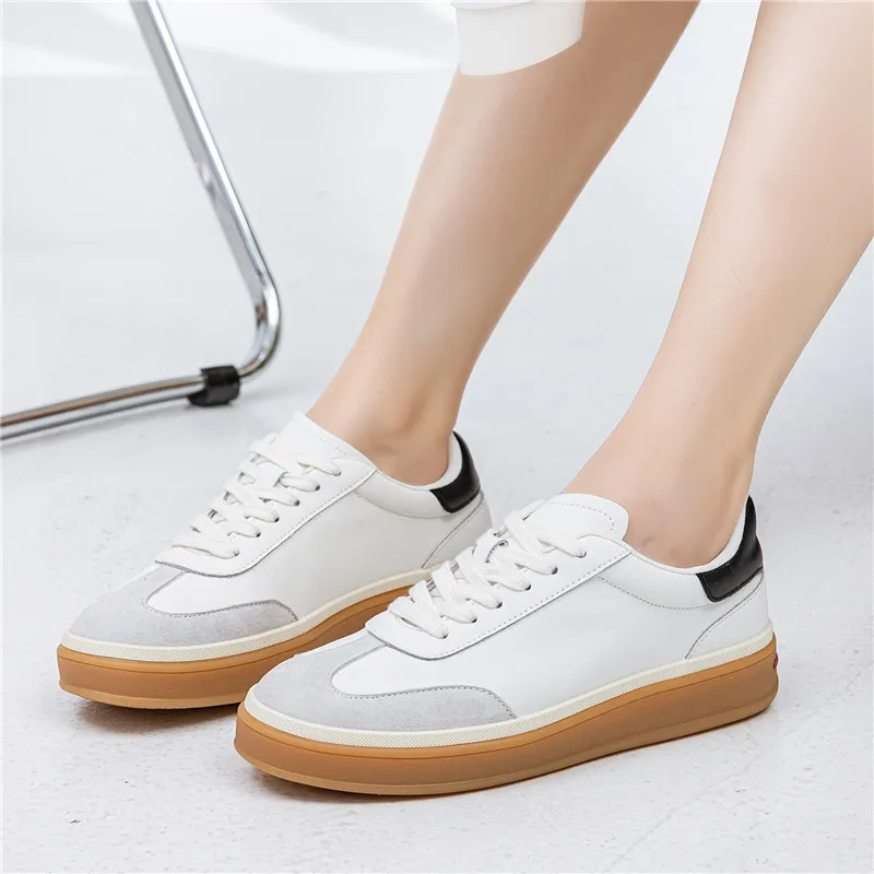 MORAZORA 2025 New Genuine Leather Shoes Women Sneakers Lace Up Spring Summer Fashion Platform Flats Ladies Casual Shoes image 2