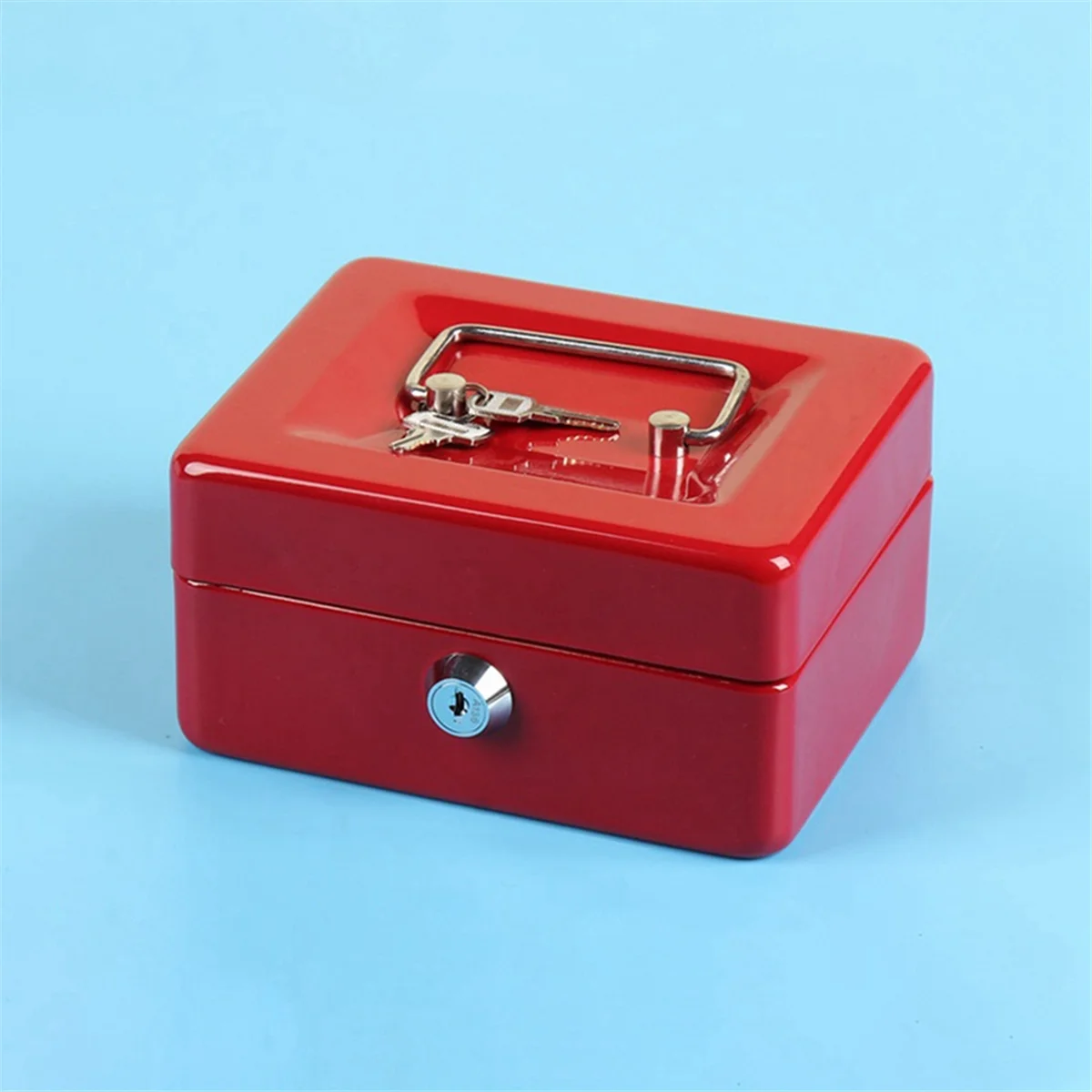 Mini Petty Cash Box cassaforte di sicurezza con serratura con Slot di blocco-salvadanaio salvadanaio in metallo per bambini adulti, bianco