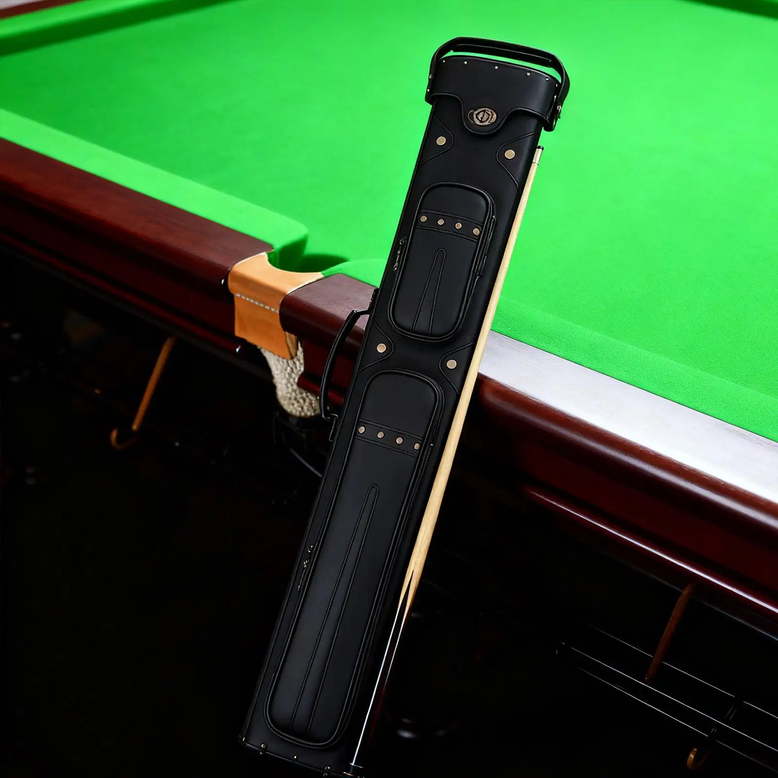 

Portable PU Billiard Cue Case with Zipper Pouch Pool Cue Bag Holder for Billiards Players Travel Storage