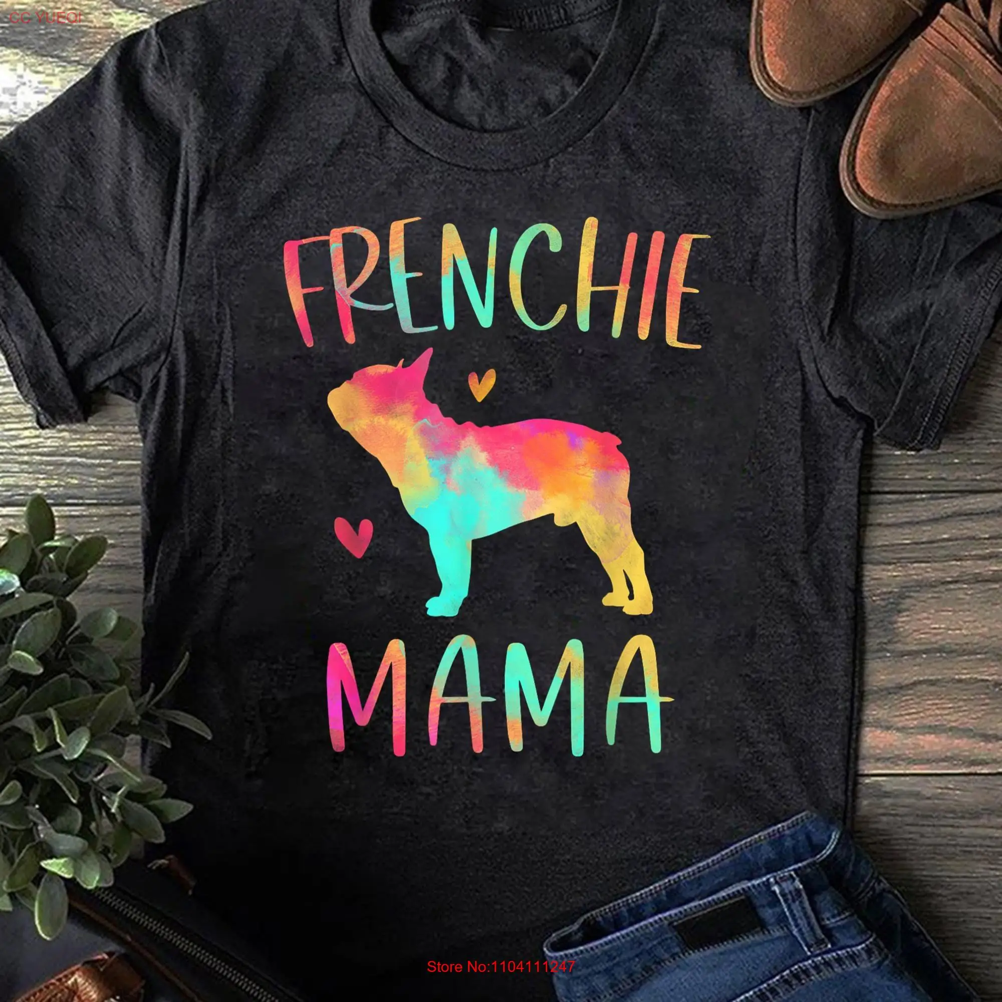 Frenchie Mama Colorful French Bulldog s Dog Mom T Shirt for Lovers Funny Lover Mother's Day long or short sleeves