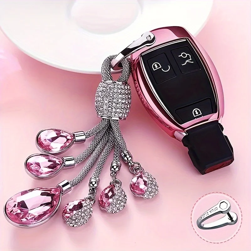 1PC  Car Key Chain, Reflective Imitation Crystal Effect Key Chain, Bag Decoration Accessories, Sparkling Car Key Accessories