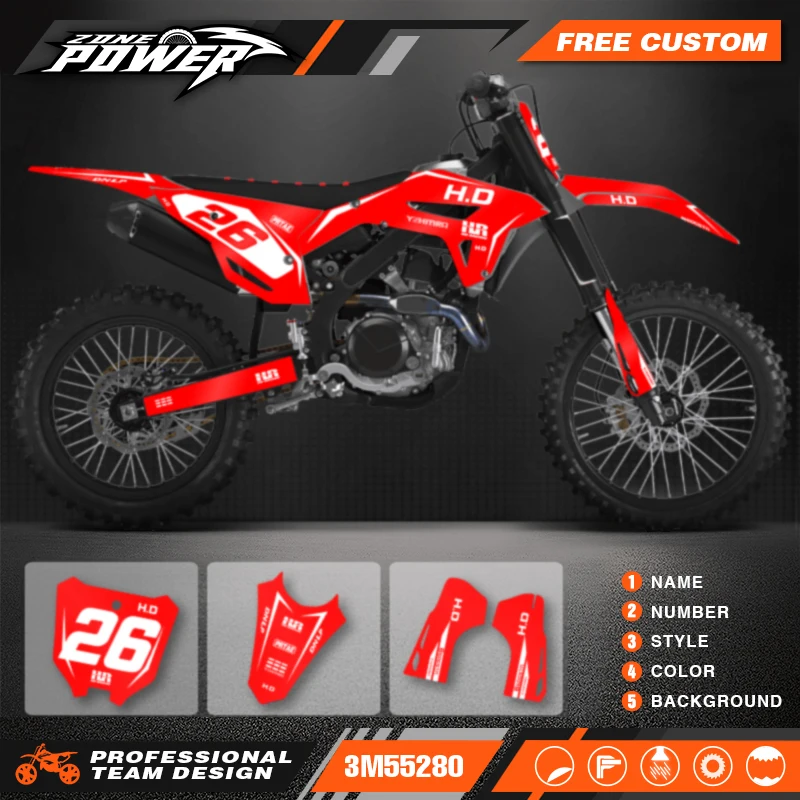 

Powerzone Motorcycle Graphic Decal Stickers Kits For Honda CRF450R 2021-2023 CRF250 CRF250R 2022-2024 Number Name Customize 22