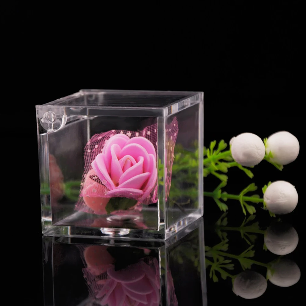 

6pcs Square Shape Storage Container Candy Box Transparent Candy Case for Wedding Party (Transparent)