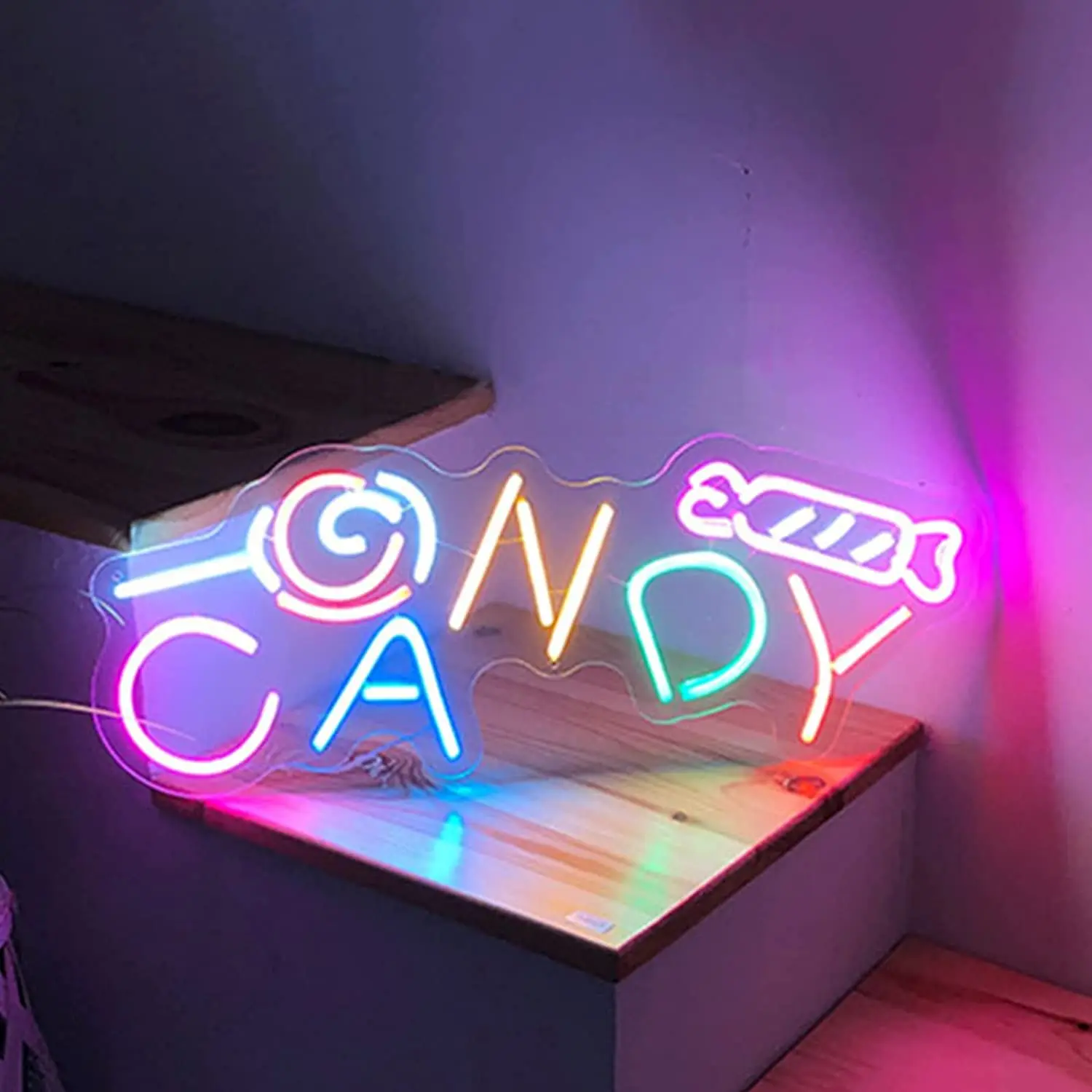 Shop Halloween Decorations Lights LED Neon Sign Candy Lollipop Light Store Room Wall Decor Halloween Party Fun Atmosphere lamp