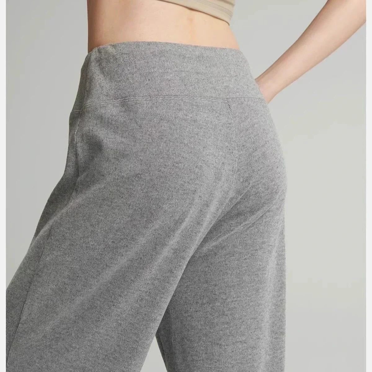 AL High Waist Drawstring Straight Wide Leg Casual Sports Loose Pants Women Fitness Sweatpants Black Threaded Sweat Pants