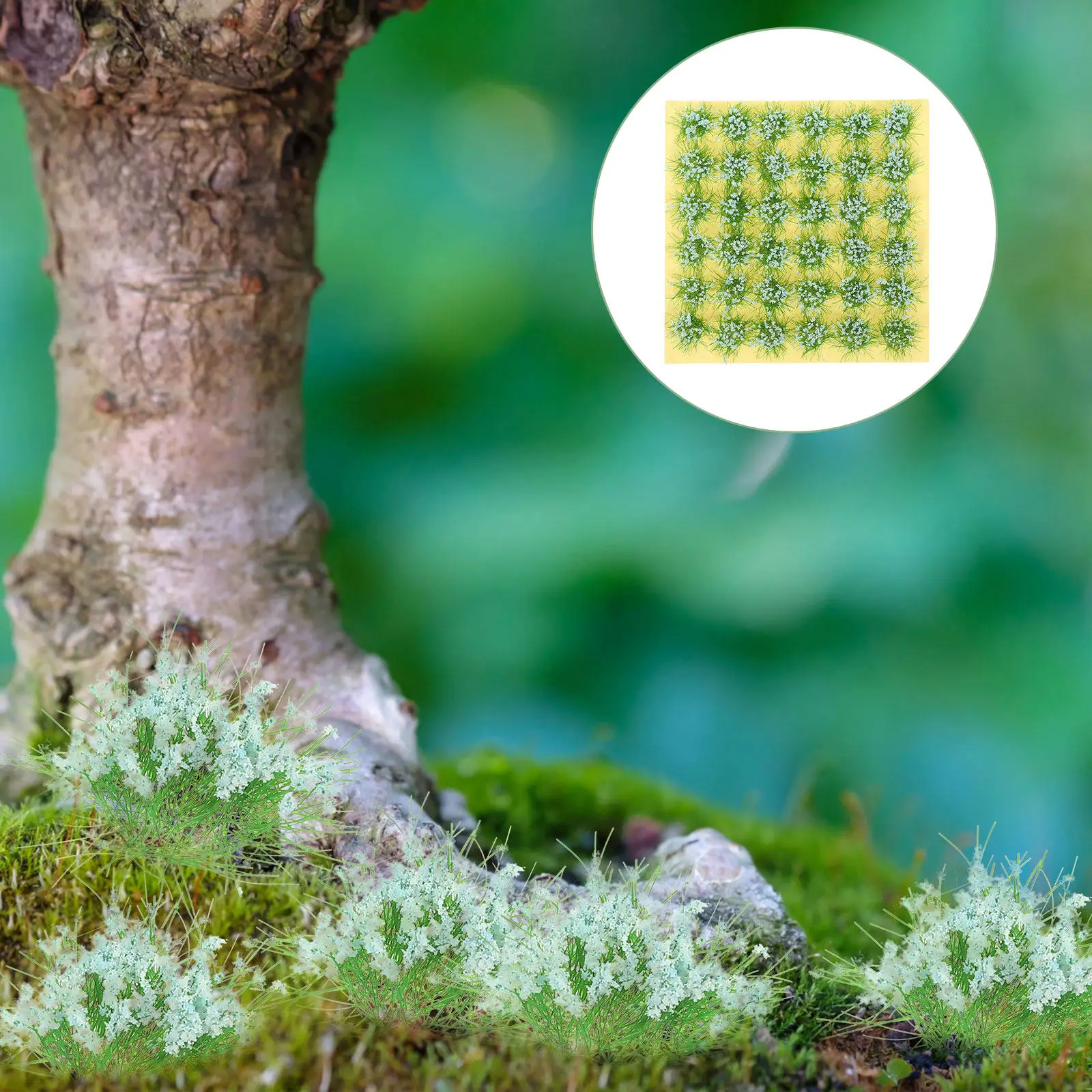 

1 Sheet of Static Flower Tuft Bright Color Lightweight Plastic Grass Cluster for Miniature Garden Sand Table Railway Landscape