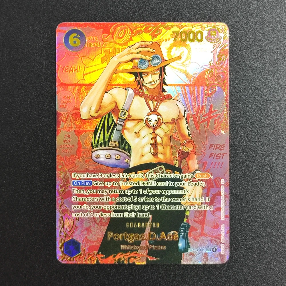 

Коллекционная карта One Piece TCG OPCG с горячим тиснением 2025 ONE PIECE OP13 EN PORTGAS D.ACE 119, текстурированная, аниме, игрушка