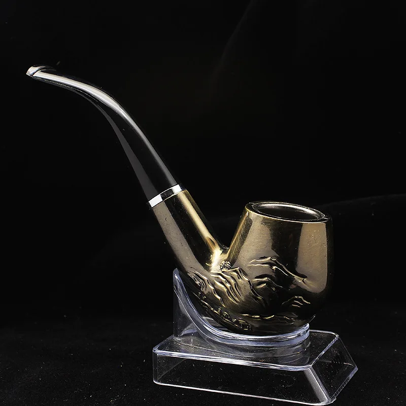 Sailing Caving Resin Pipe Chimney Double Filter Copper Color Smoking Pipe Herb Tobacco Pipe Narguile Grinder Smoke Mouthpiece