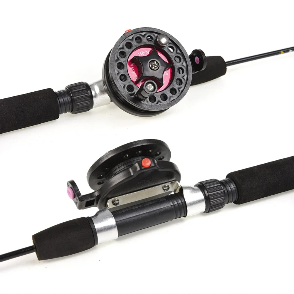 Winter Ice Fishing Rod with Reel Outdoor Fishing Mini Feeder 2 Sections Telescopic Fishing Pole Wheel Tackle Rod Combo Set
