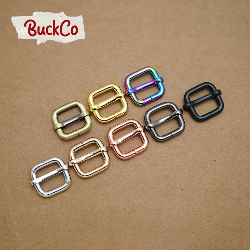 50 pçs/lote 15mm não soldado fivela ajustável slider diy cinto bolsa coleira de cão parte ajustador durável ambiental 8 cores