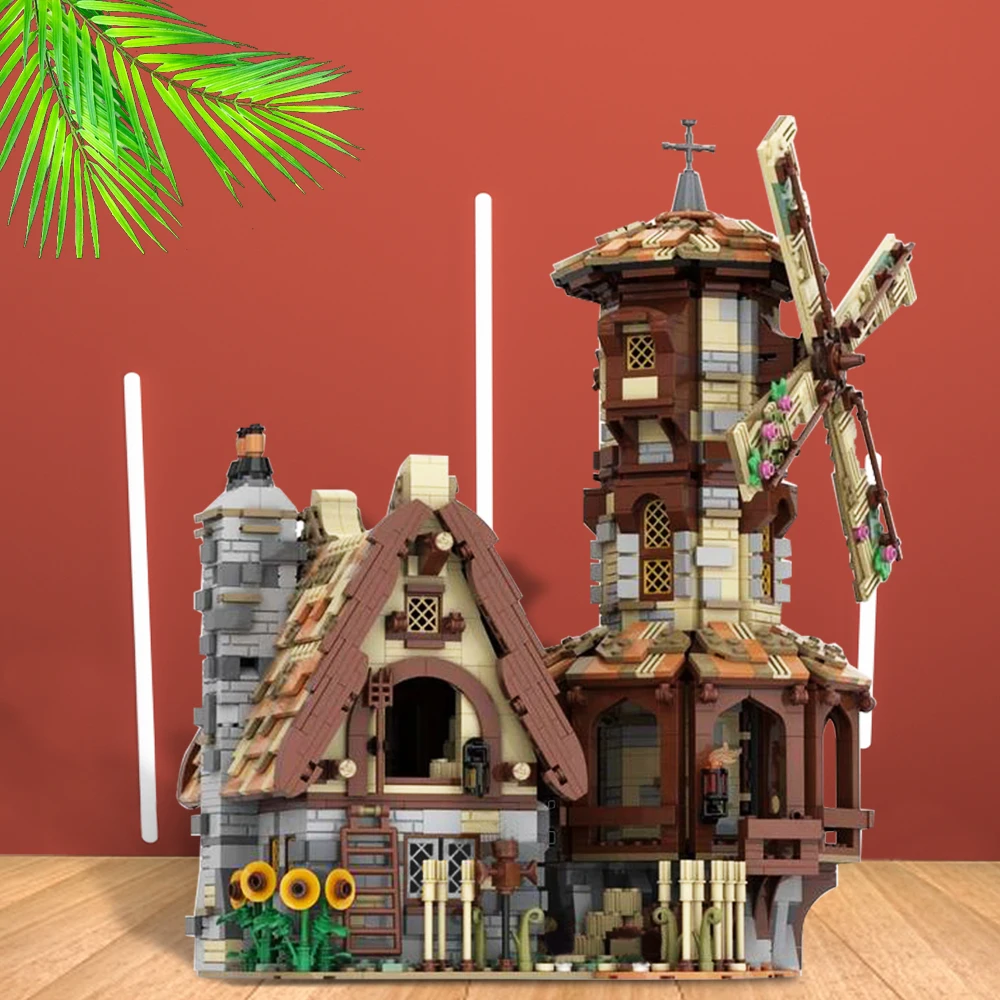 

Gobricks Medieval Windmill Building Blocks Moc Architecture Model Sets of DIY Toys Gift Pinwheel for Child Kids Toy