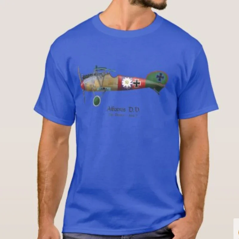 WWI German Ace Paul Baumer Albatros D V Fighter Aircraft T Shirt New 100% Cotton Short Sleeve O-Neck T-shirt Casual Mens Top