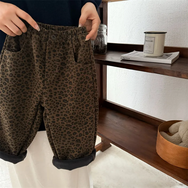 

Новинка осени и зимы 2024, утепленные повседневные штаны для мальчиков и девочек, детские универсальные прямые штаны, детские брюки