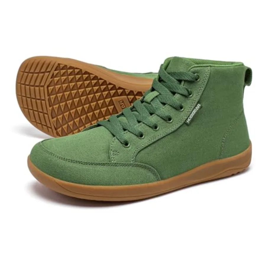 

HOBIBEAR Mens Barefoot Shoes Wide Toe Box High Top Canvas Comfortable Trail Running Sneaker