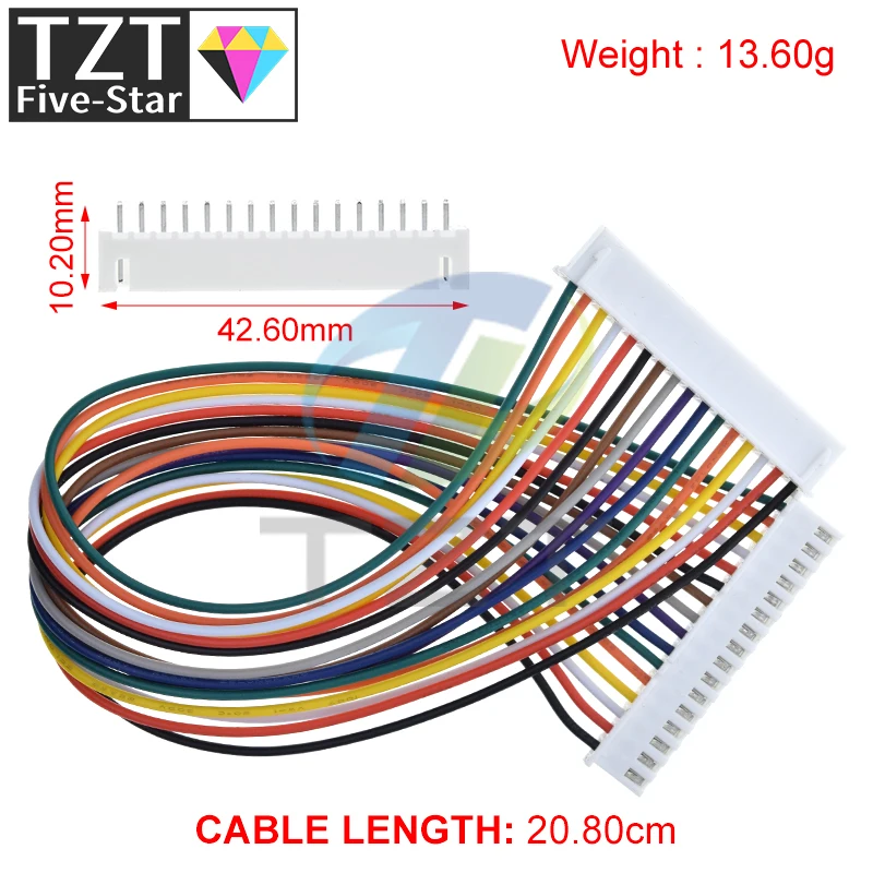 JST XH2.54 XH 2.54mm Wire Cable Connector 16Pin Pitch Double Male Plug Socket 20cm Wire Length 26AWG For Lcd1602 For Arduino