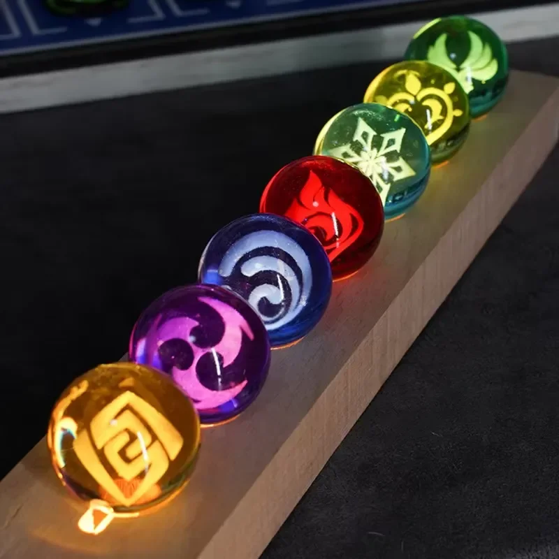 Game Genshin Impact Crystal Ball Figure Night Light Seven Element Eye Of God Ball 3D Model Luminous Toy Birthday Gift Home