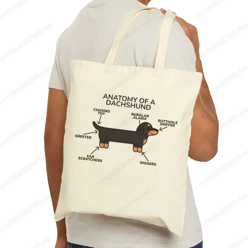 Anatomia bassotto cane I Do quello che voglio borsa di tela di stoffa Shopping viaggi donna Eco borse Shopper a tracolla riutilizzabili