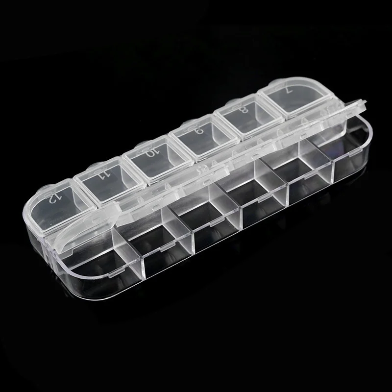 6pcs/set 6/12 Grids Nail Art Decorations Storage Case Empty Container Gems Glitter Beads Rhinestones Box