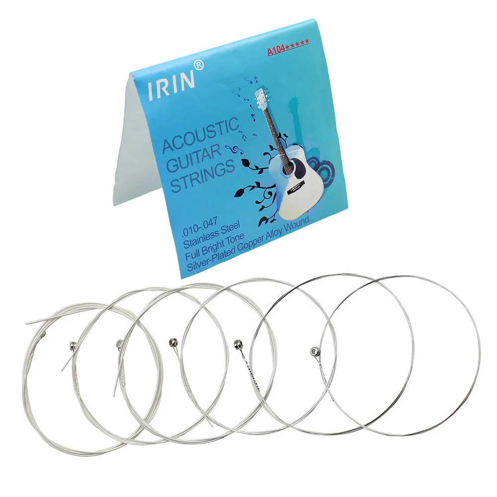 

6Pcs/Set Acoustic Guitar Strings A104 Stainless Steel Mercerized Strings Silver Plated Copper Alloy Wound Guitar Accessories