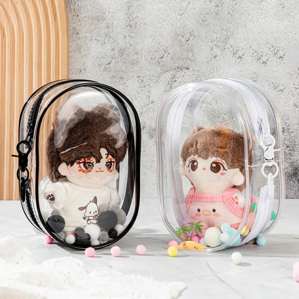 Offre spéciale sac de poupée Transparent en peluche poupées pochette de rangement Double fermetures éclair sac de rangement porte-clés sac boîte mystère organisateur boîte