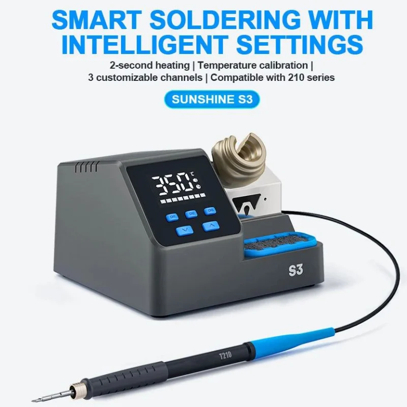 SUNSHINE S3 C210 Soldering Station Intelligent Temperature Control with 3 Prese Auto Sleep Compatible with 210 Series  Weld Tip