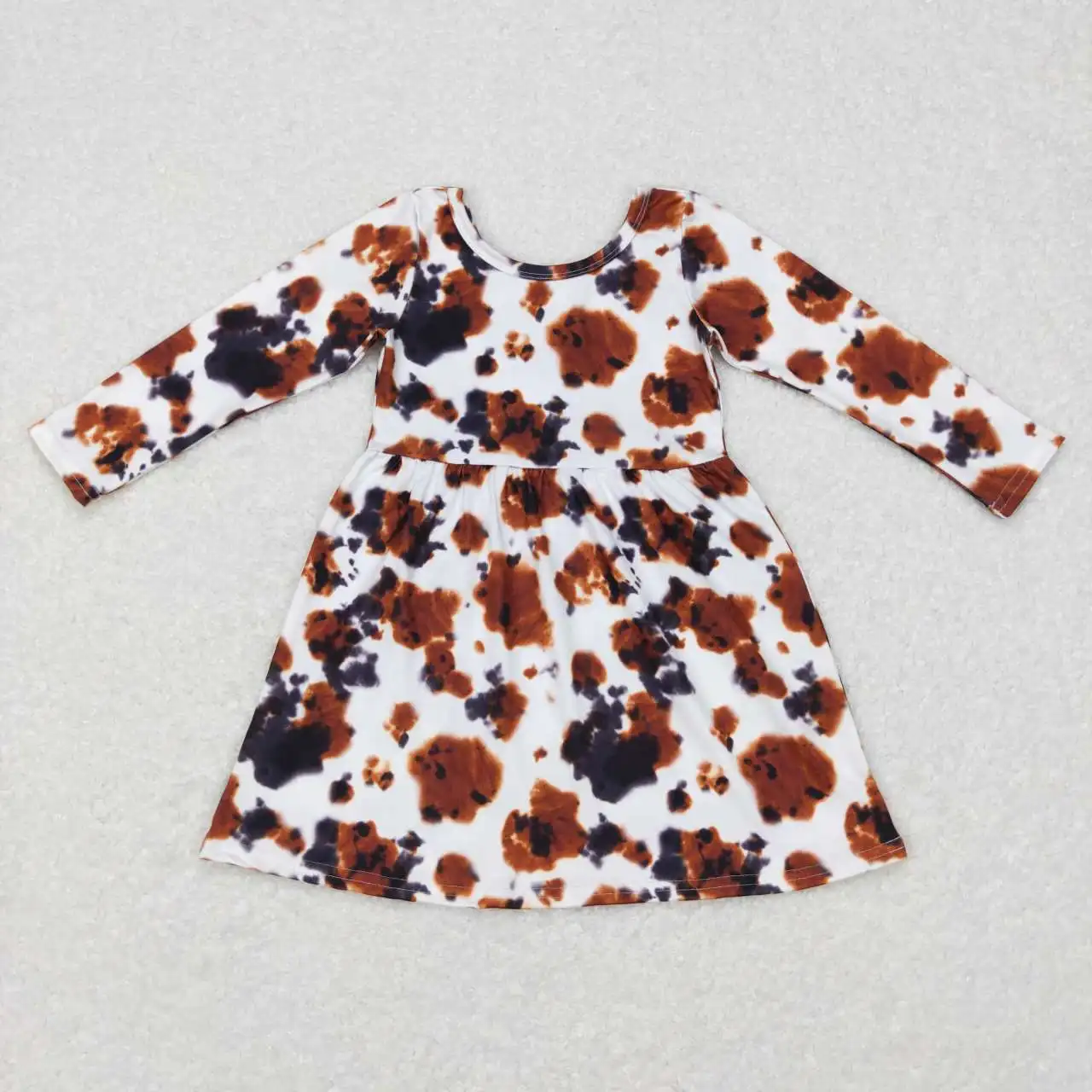 

New Arrival Wholesale Girls Autumn And Winter Long Sleeve Dress Round Neck Features Bright Colors