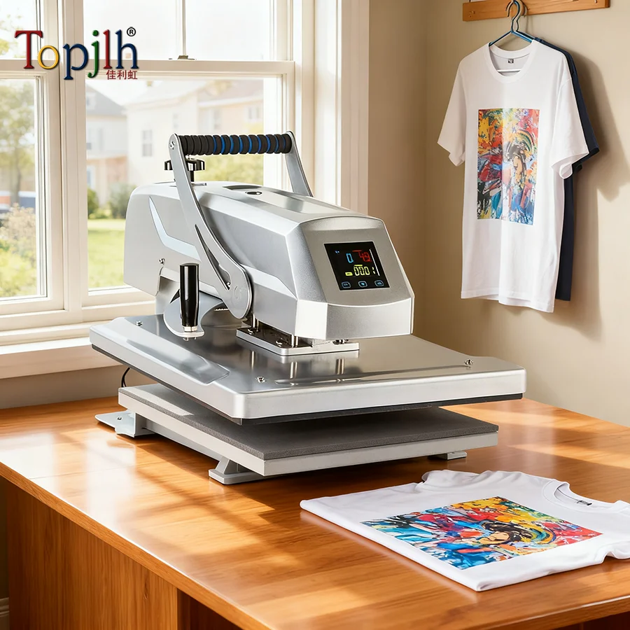 Adjustable Pressure Sublimation Heat Press Machine Flat Heat Transfer Printer For T Shirt Garment Custom Clothing DIY Printing