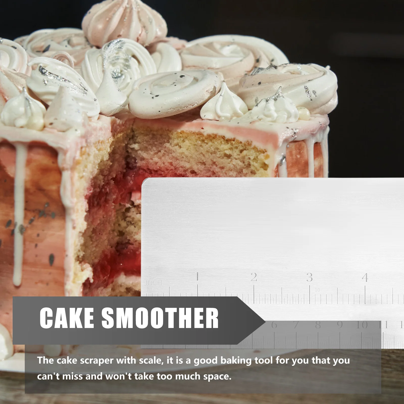 

Stainless Steel Cake Scraper With Scale Buttercream Smoother Tool For Baking Pastry Cutter Icing Spatula Fondant Smoother