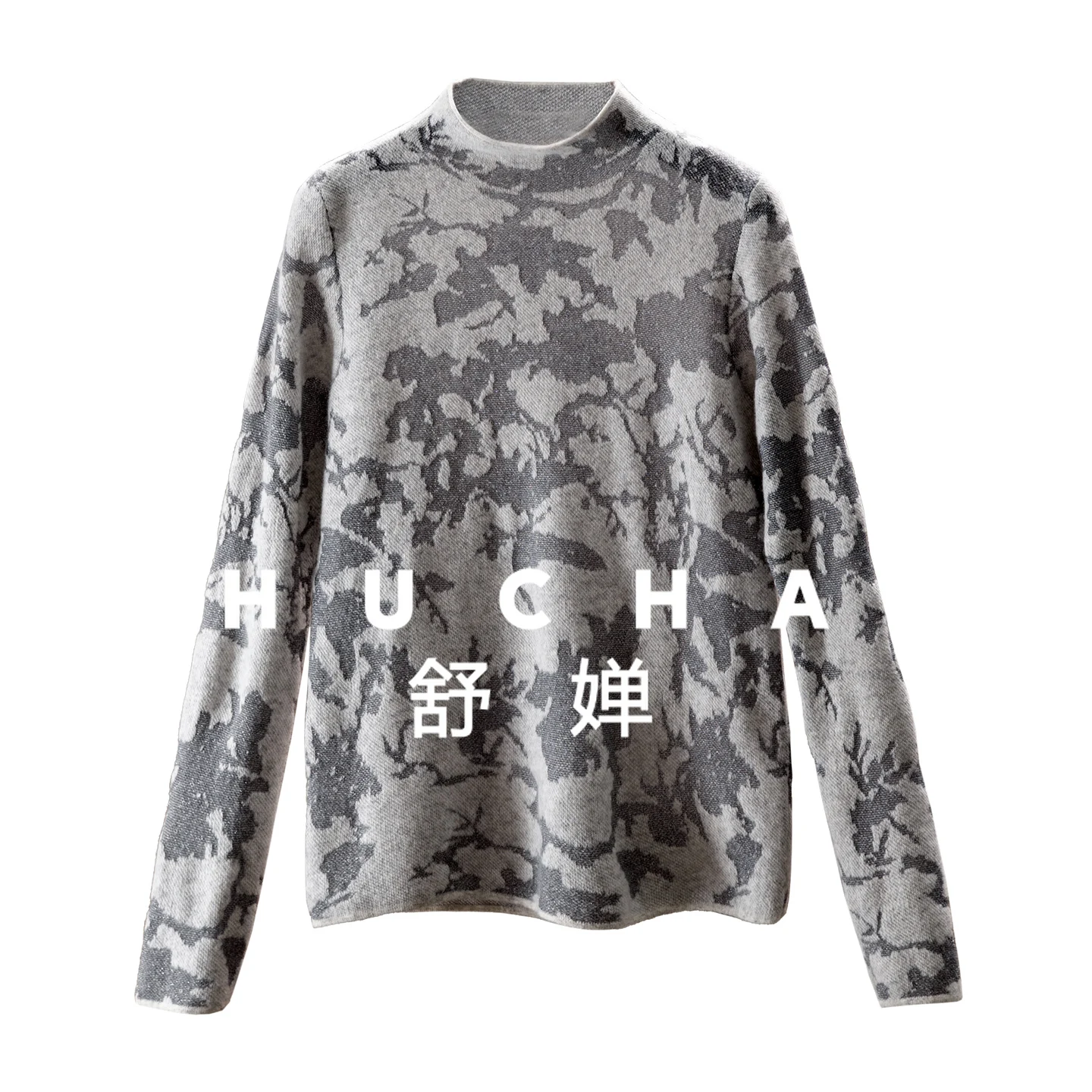 

Beauty Bright Silk Jacquard 100 Cashmere Stand-Up Collar Long Sleeve Sweater Women's 36I5 Pullover