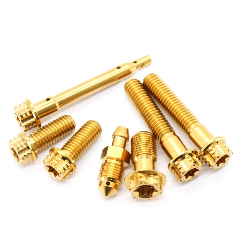 7-Piece Set TC4 Titanium Alloy Brake Caliper Torx Head Screws Set Motorcycle Modification Titanium Bolts