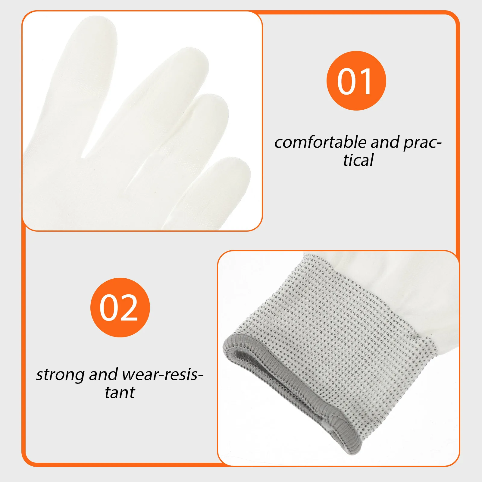 

10 Pairs Pu Coated Finger Tips Gloves Non-Slip Thin Work Mitten For Construction Gardening Repair Protective Labor Safety Gloves