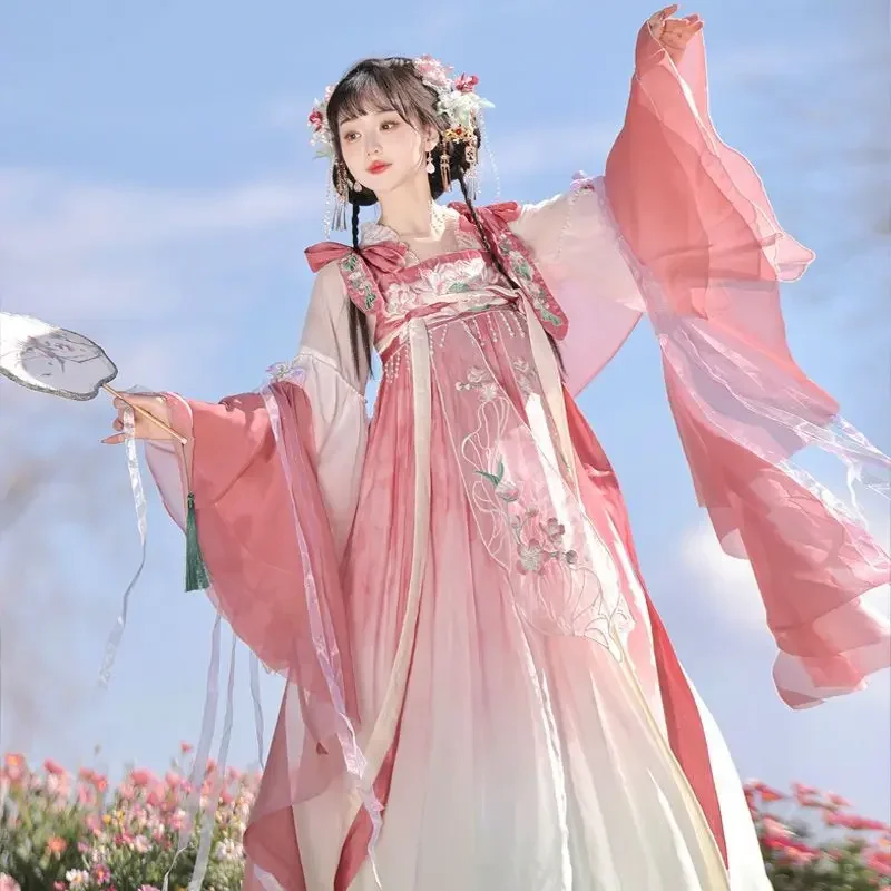 Vestido Hanfu chino antiguo para mujer, traje de princesa de Halloween, traje de fiesta de verano, conjuntos de Hanfu verde, vestido de la dinastía Tang