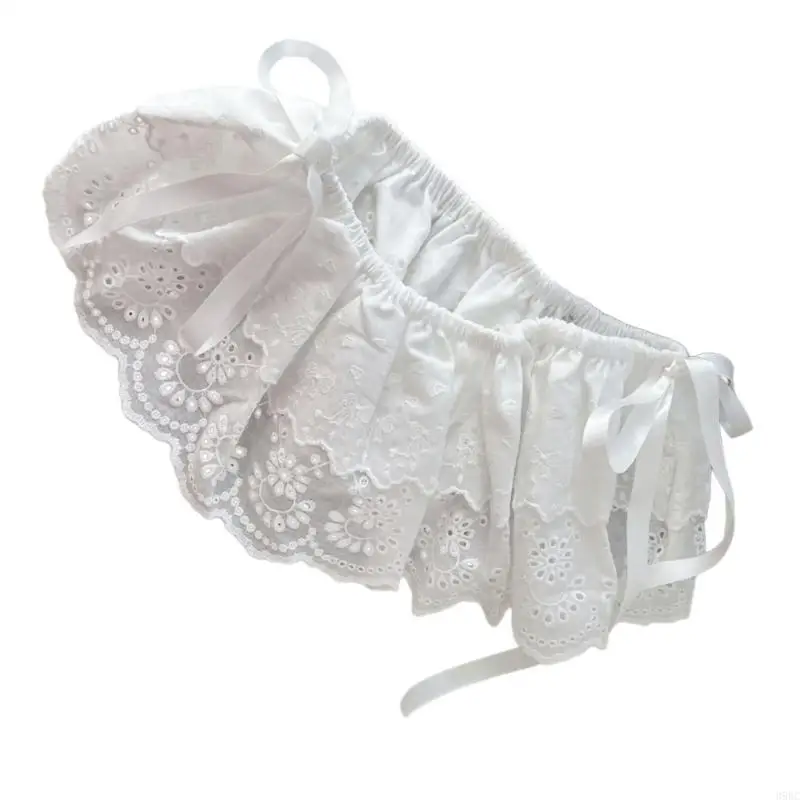 

39BC Women Shirt Extender Half Slip Layered Ruffle Lace Elastic Waist Bowknot Faux Layering Top Lower Mini Apron Skirt Scarf