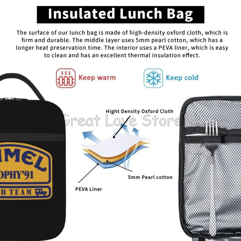 Camel Trophy 91 Insulated Lunch Bag Portable Reusable Thermal Lunch Box with Zipper for Women Men Picnic Beach Travel Camping