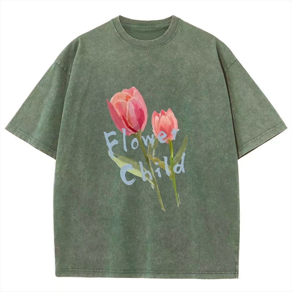 Women’ y2k Shirt Tulip Blockprint T-shirt Drawing Tulip Floral Child Botanical Flowers Garden Lover Winter Flower Shirt