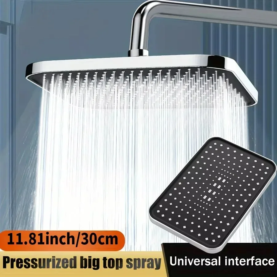 Square Shower 360 ° Rotation New 14 Inch High Pressure Top Super Strong Boosting Showerhead Black Silver Gun Grey