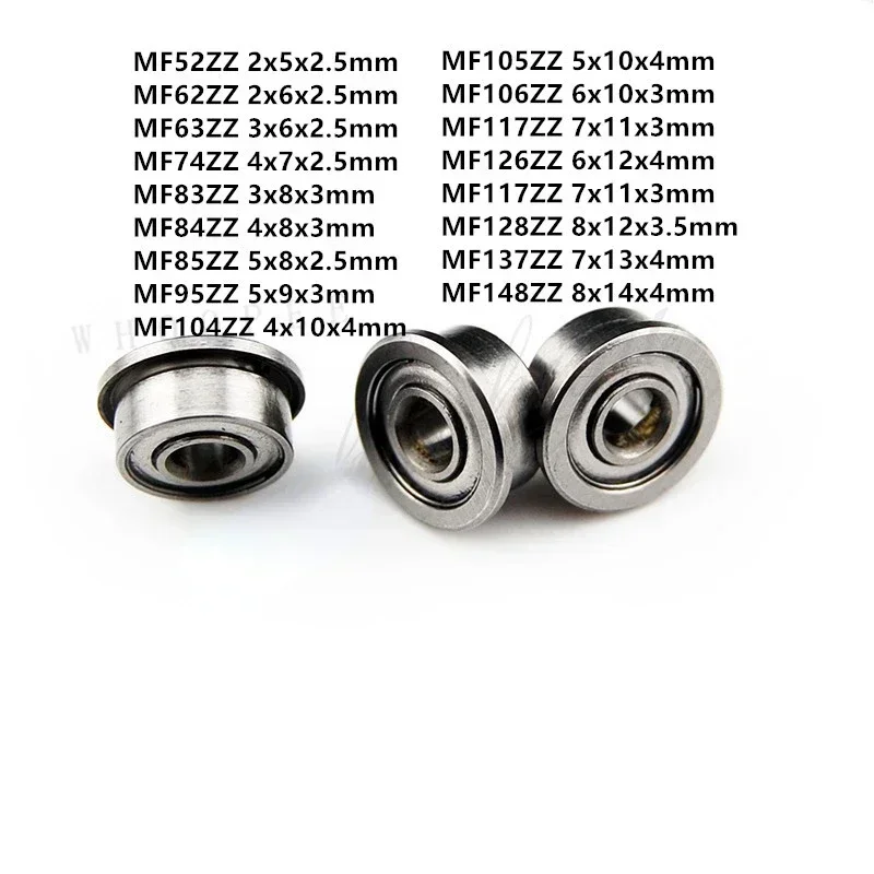 60pcs MF52ZZ MF62ZZ MF63ZZ MF74ZZ MF83ZZ MF84ZZ To MF148ZZ Miniature Flange Bearing Thin Wall Metal Shielded Flanged Bearings